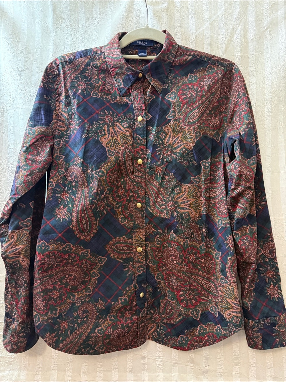 Chaps Women’s Navy Multicolor Paisley Button-Down Shirt